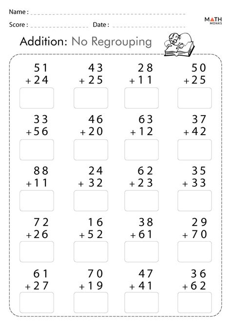 Addition Without Regrouping Worksheets with Answer .